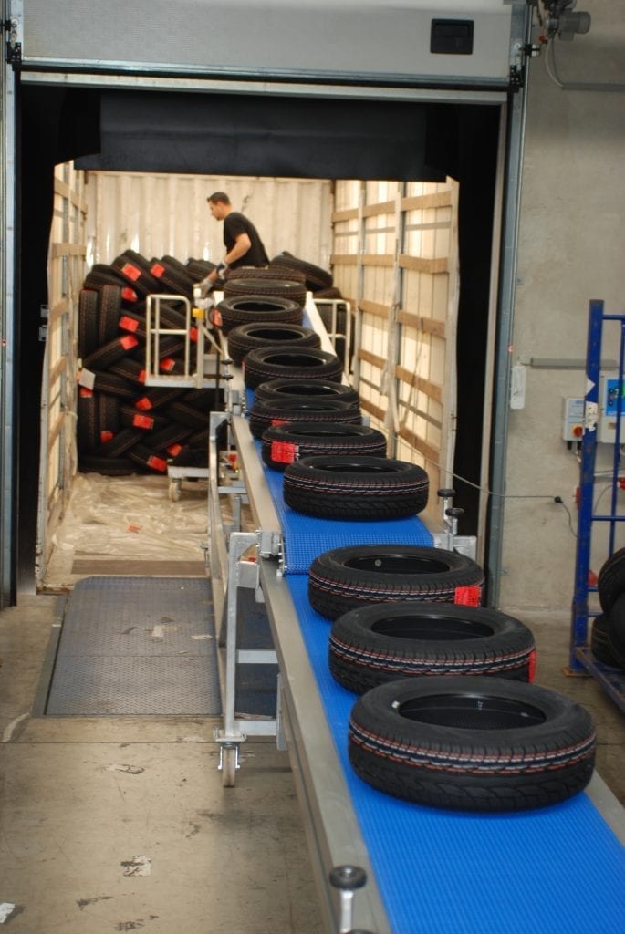 Container Unload & Load for Tyres & Parcels - Materials Handling