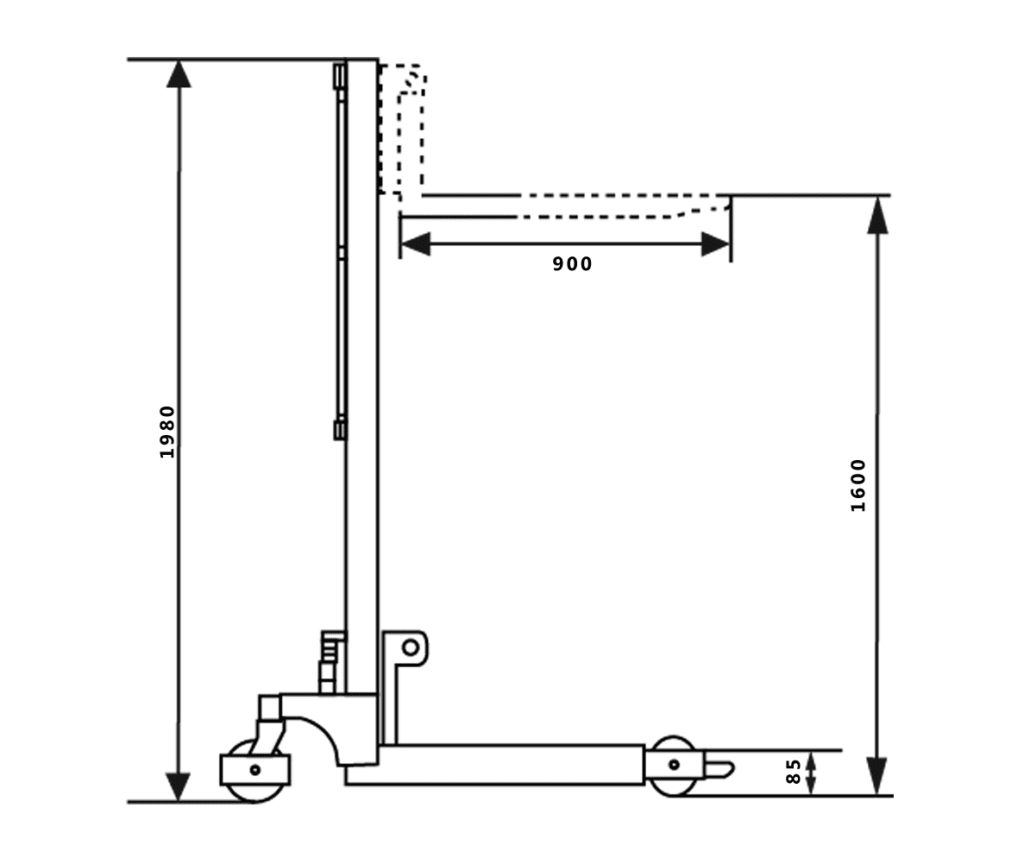 MMTS1016 Manual Walkie Stacker Drawing